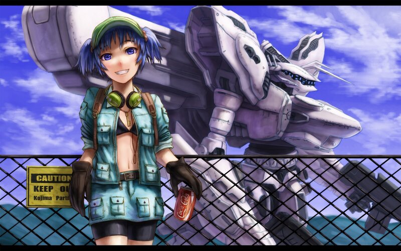 Anime girl with mech in background