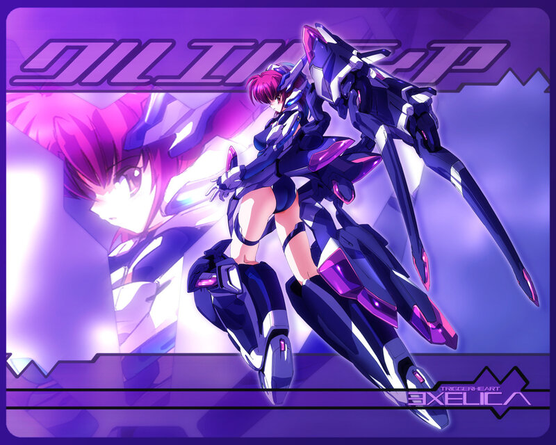 Anime Girl with Mech — Purple, Dramatic, Digital Art, Purple Lighting