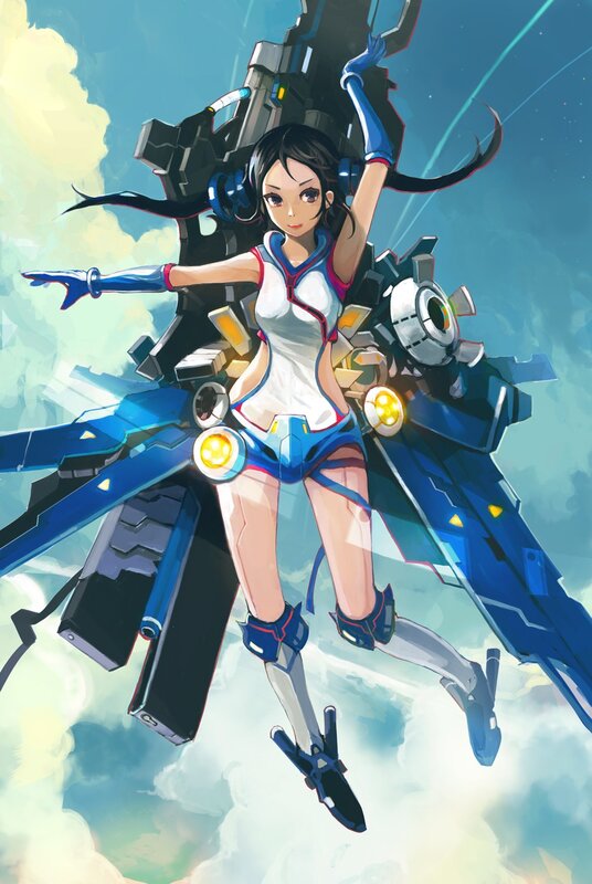 anime girl with mech wings