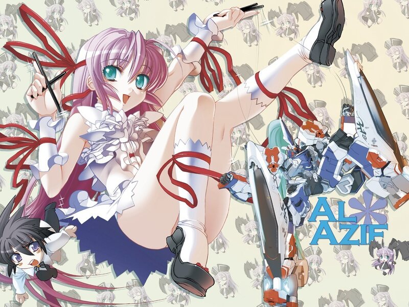 Anime girl with mecha and sword