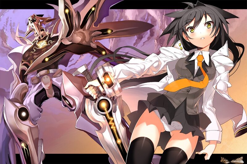 anime girl with mecha companion
