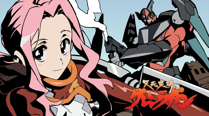 Anime girl with mecha in background