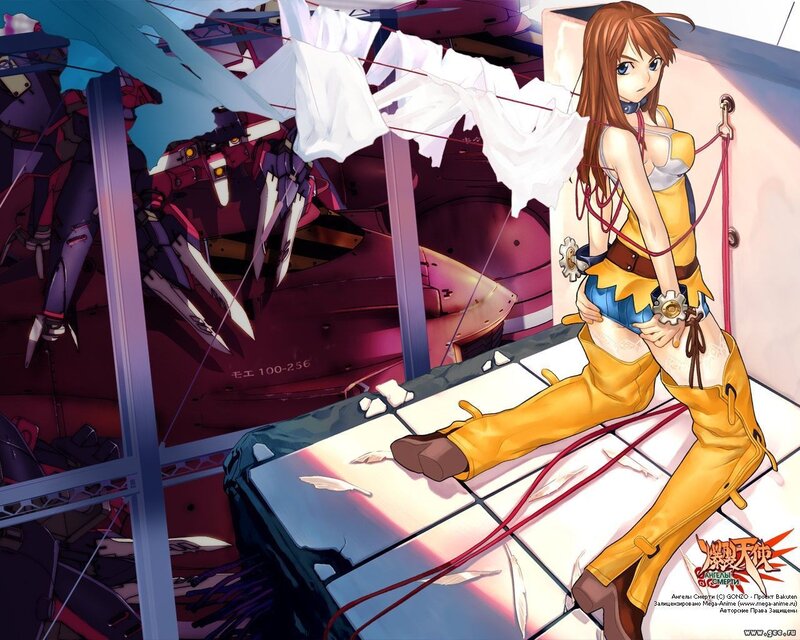 Anime girl with mecha in background
