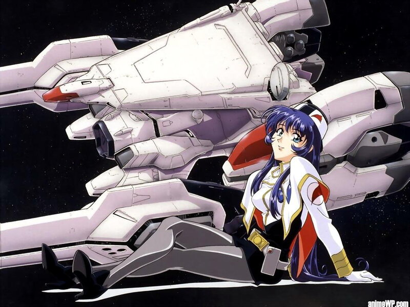 anime girl with mecha in space
