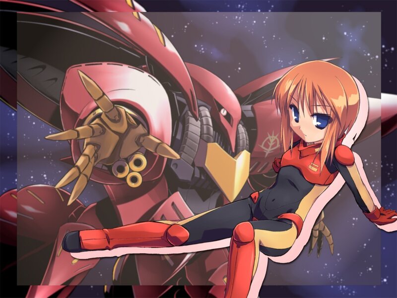 anime girl with mecha in space