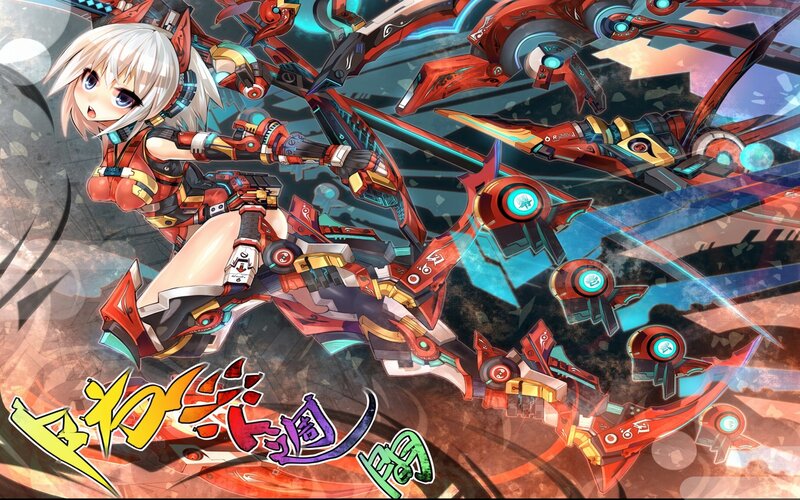 Anime Girl with Mecha — Red, Action-packed