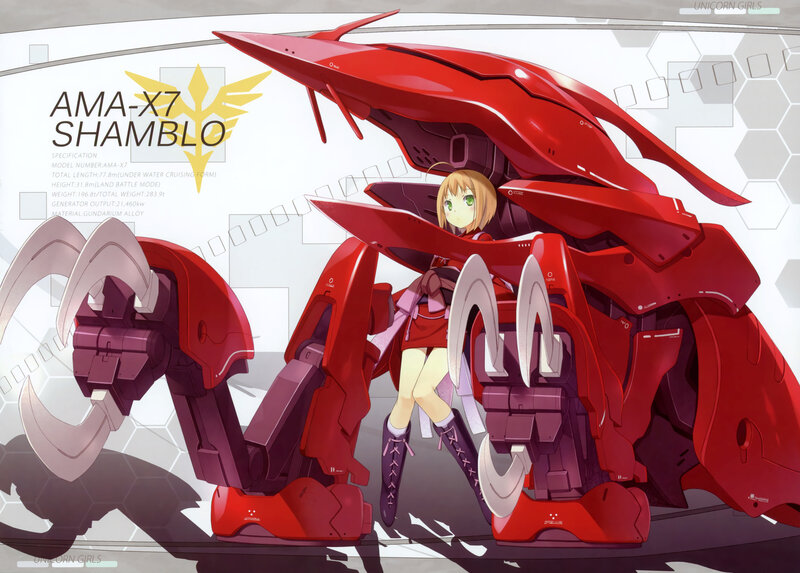 Anime Girl with Mecha — Red, Calm