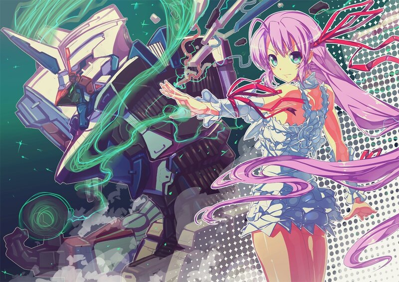 anime girl with mecha robot