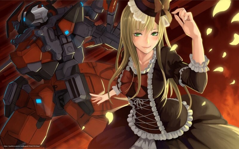 anime girl with mecha robot
