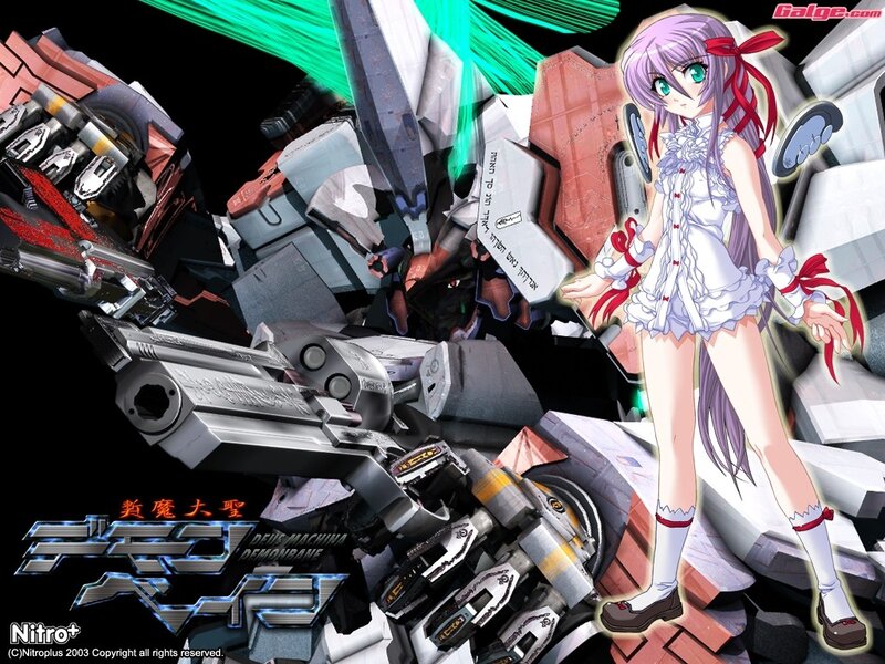 Anime girl with mecha wreckage