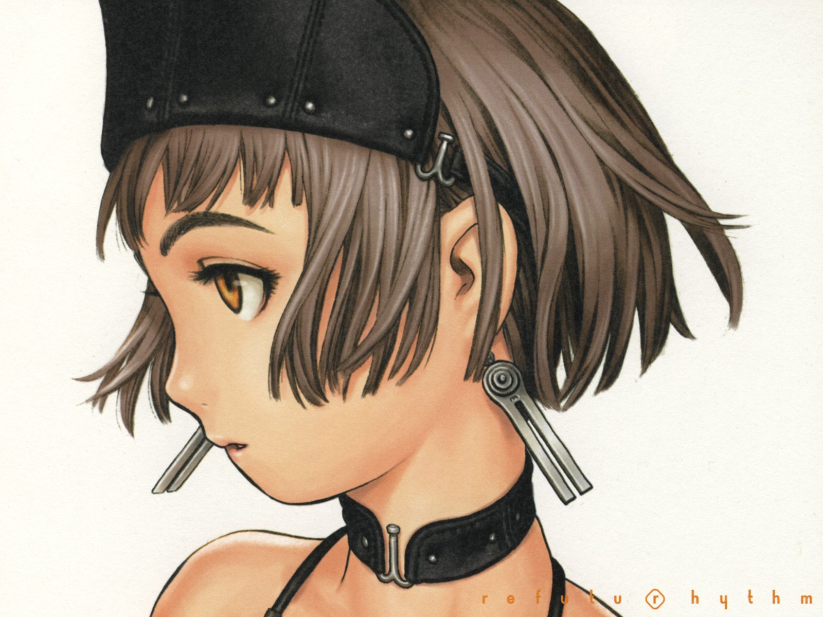 anime girl with mechanical accessories