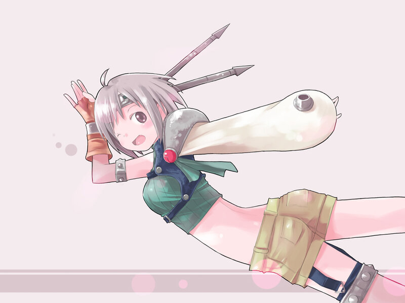 anime girl with mechanical arm