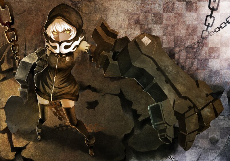 anime girl with mechanical arm