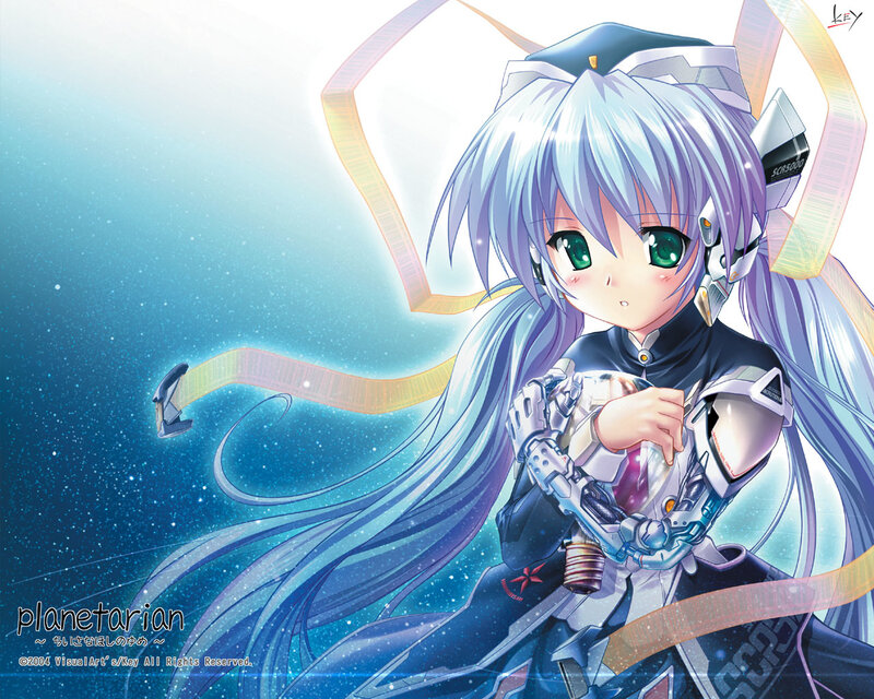 anime girl with mechanical arm
