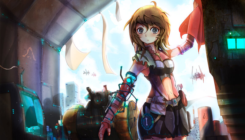 Anime Girl with Mechanical Arm — Brown