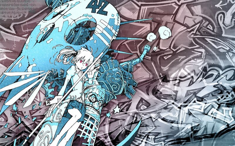 anime girl with mechanical armor
