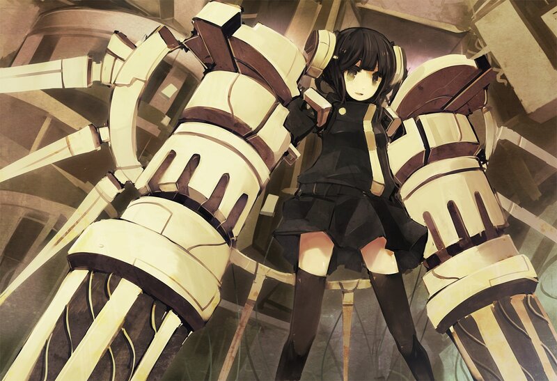 anime girl with mechanical arms