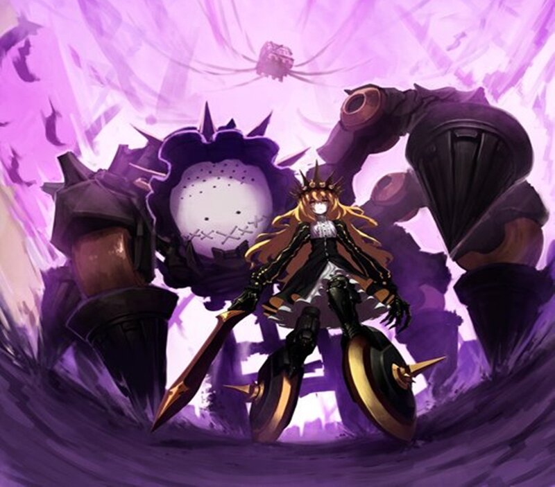 Anime Girl with Mechanical Arms — Purple