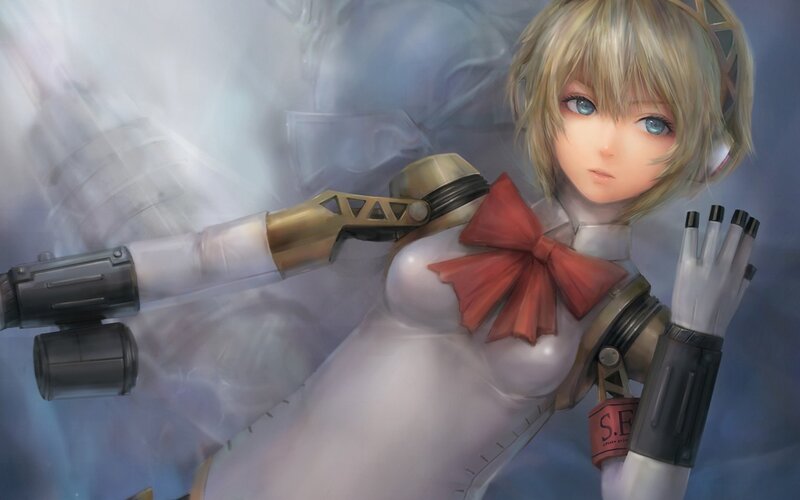 Anime Girl with Mechanical Arms — White