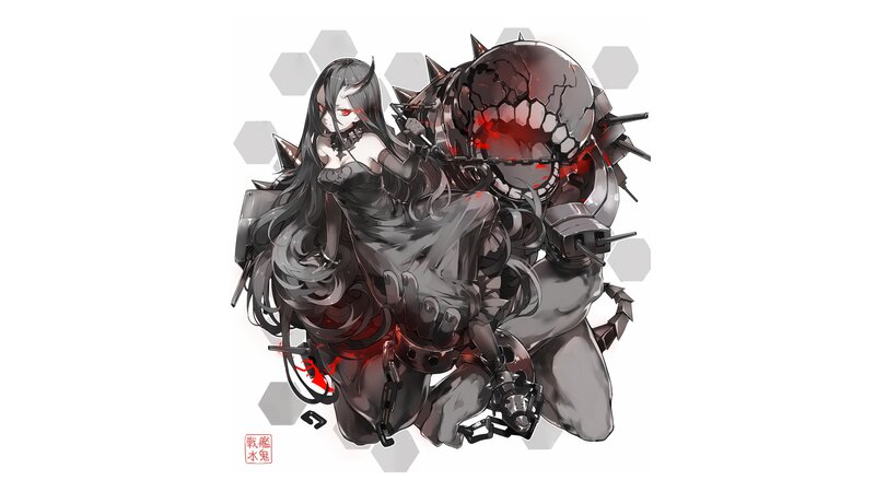 Anime Girl with Mechanical Creature — Black