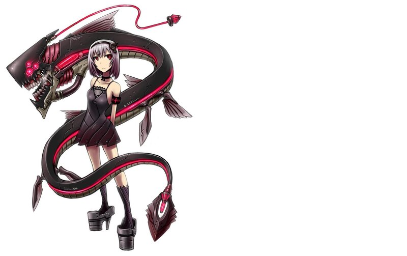 anime girl with mechanical dragon