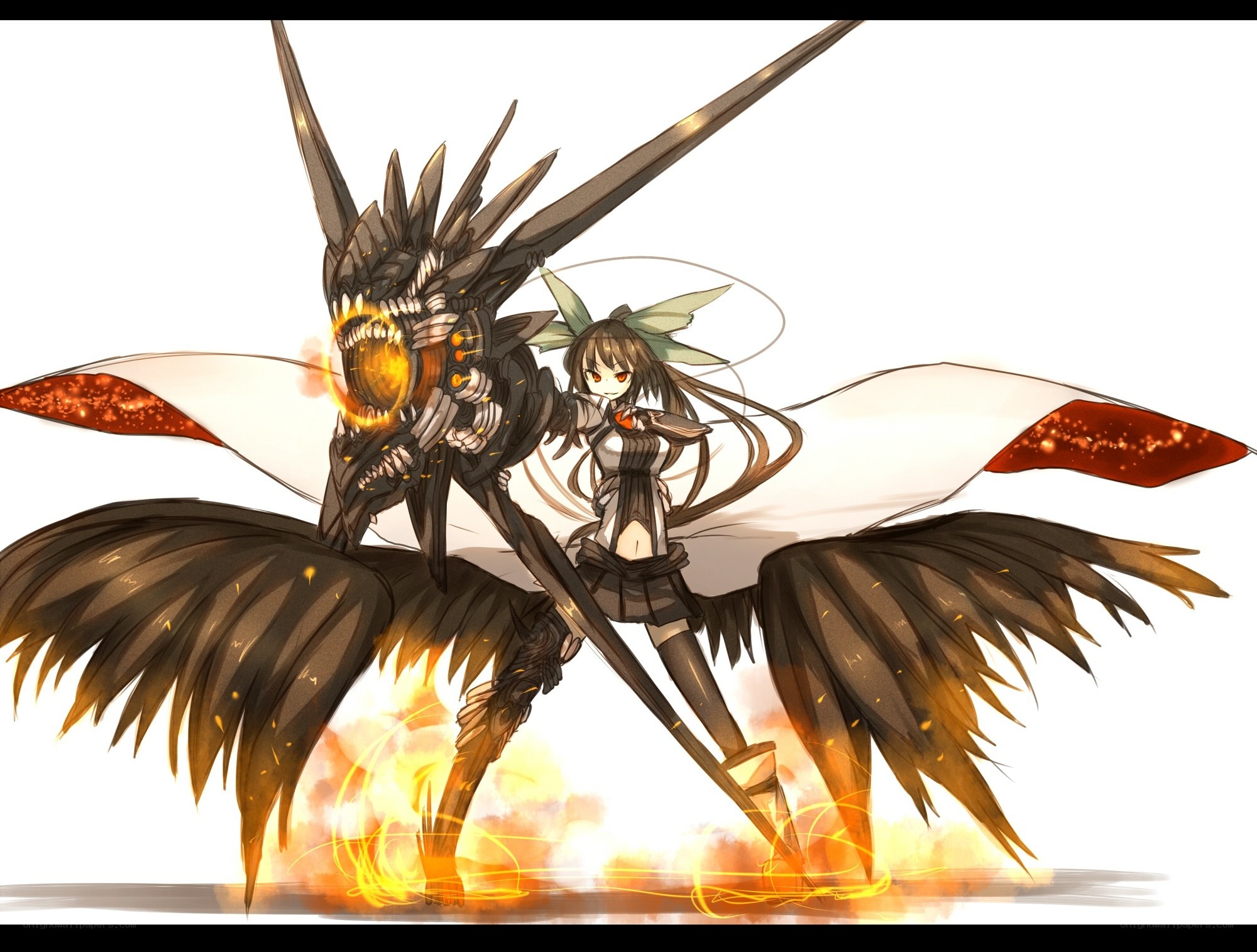 anime girl with mechanical dragon