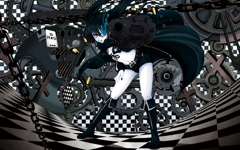 anime girl with mechanical gear background