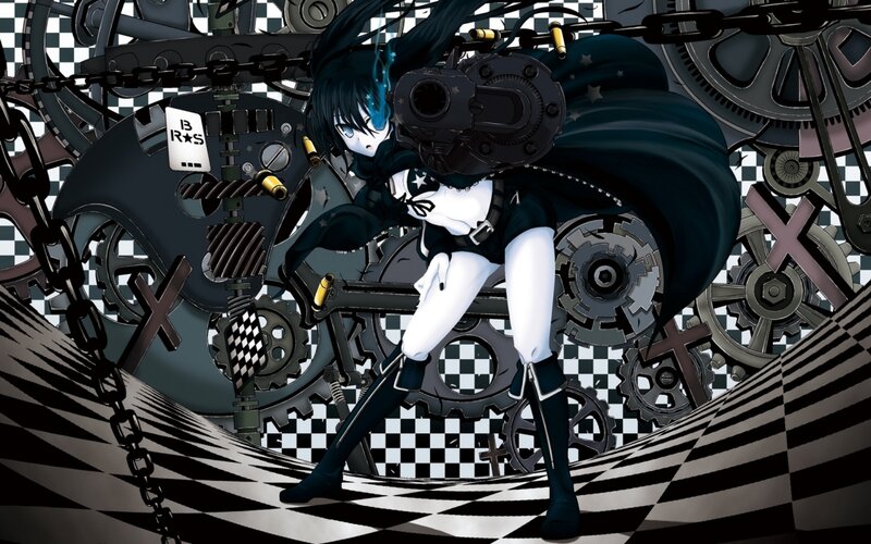 Anime Girl with Mechanical Gear — Black