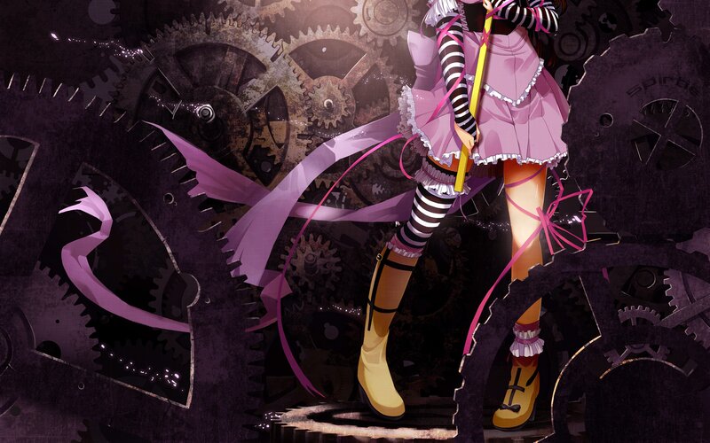 anime girl with mechanical gears