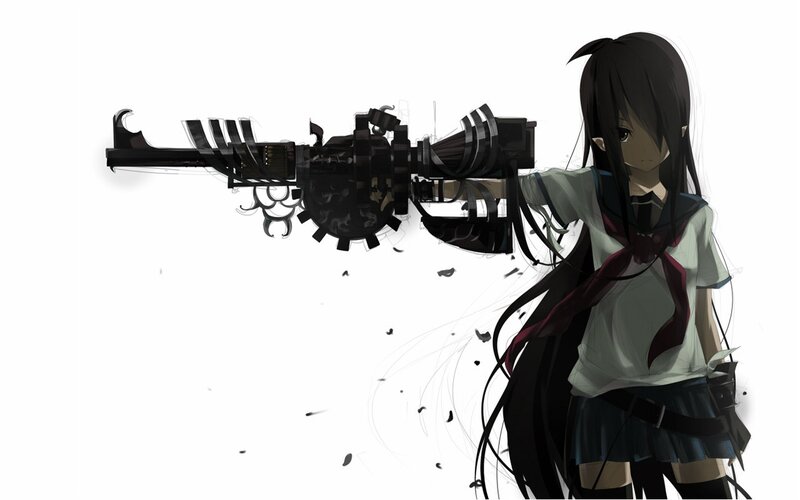anime girl with mechanical gun