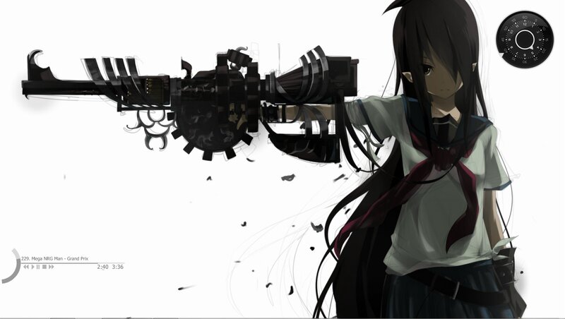 anime girl with mechanical gun