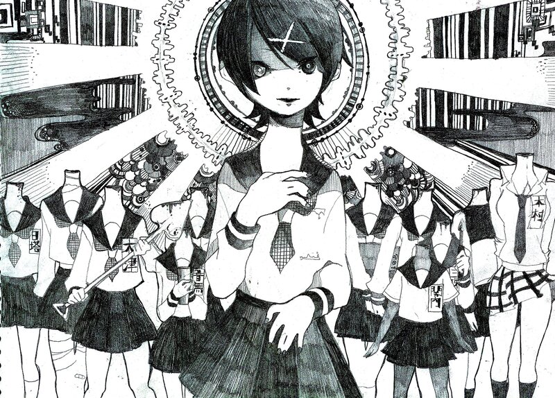anime girl with mechanical halo