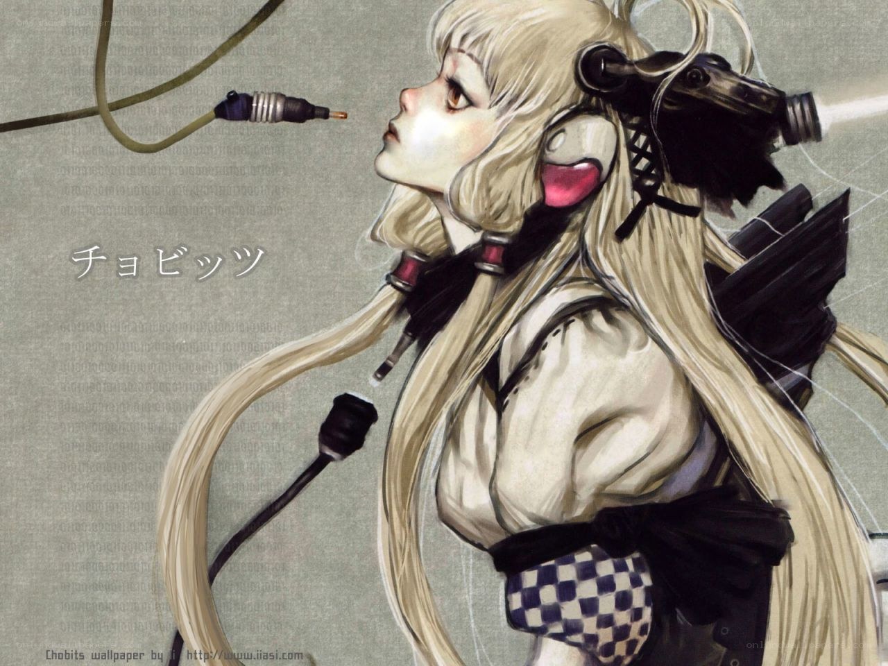 anime girl with mechanical headset