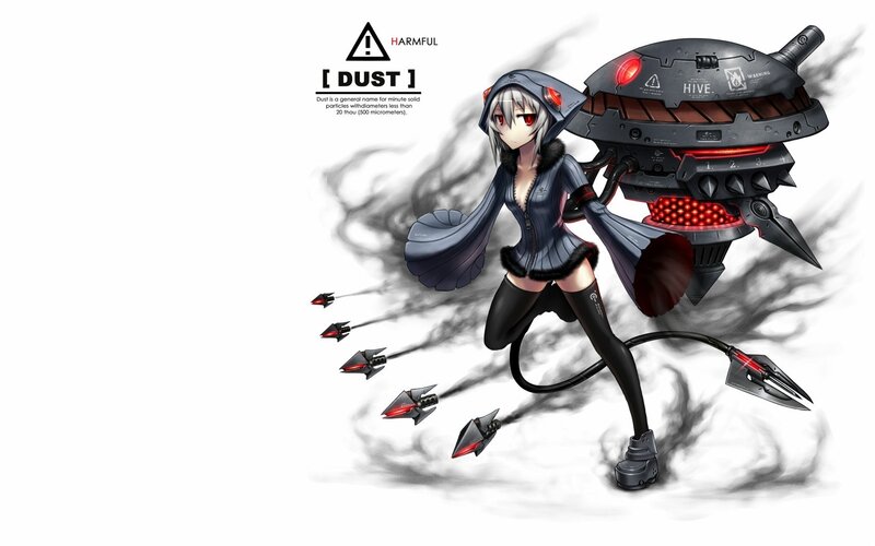 Anime Girl with Mechanical Hive — Black, Dramatic