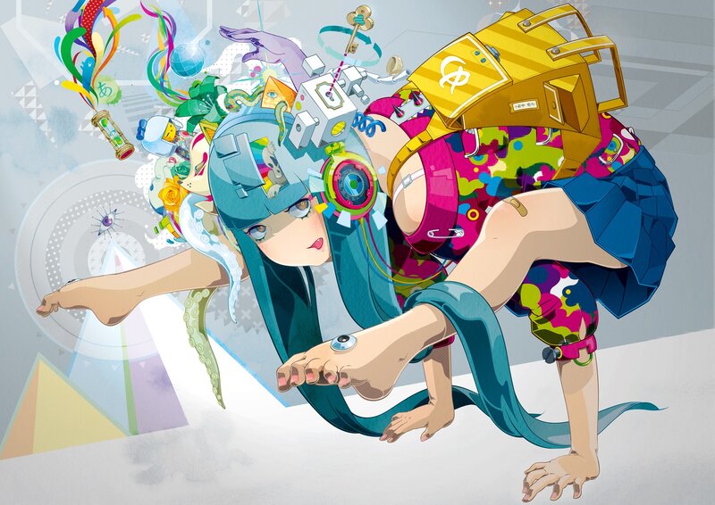 Anime Girl with Mechanical Parts — Blue, Dynamic