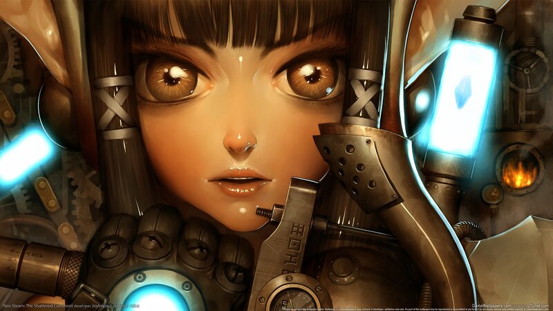 Anime Girl with Mechanical Parts — Brown, Dramatic