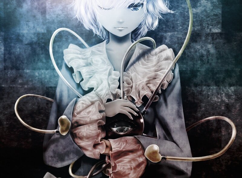 Anime Girl with Mechanical Parts — Gray