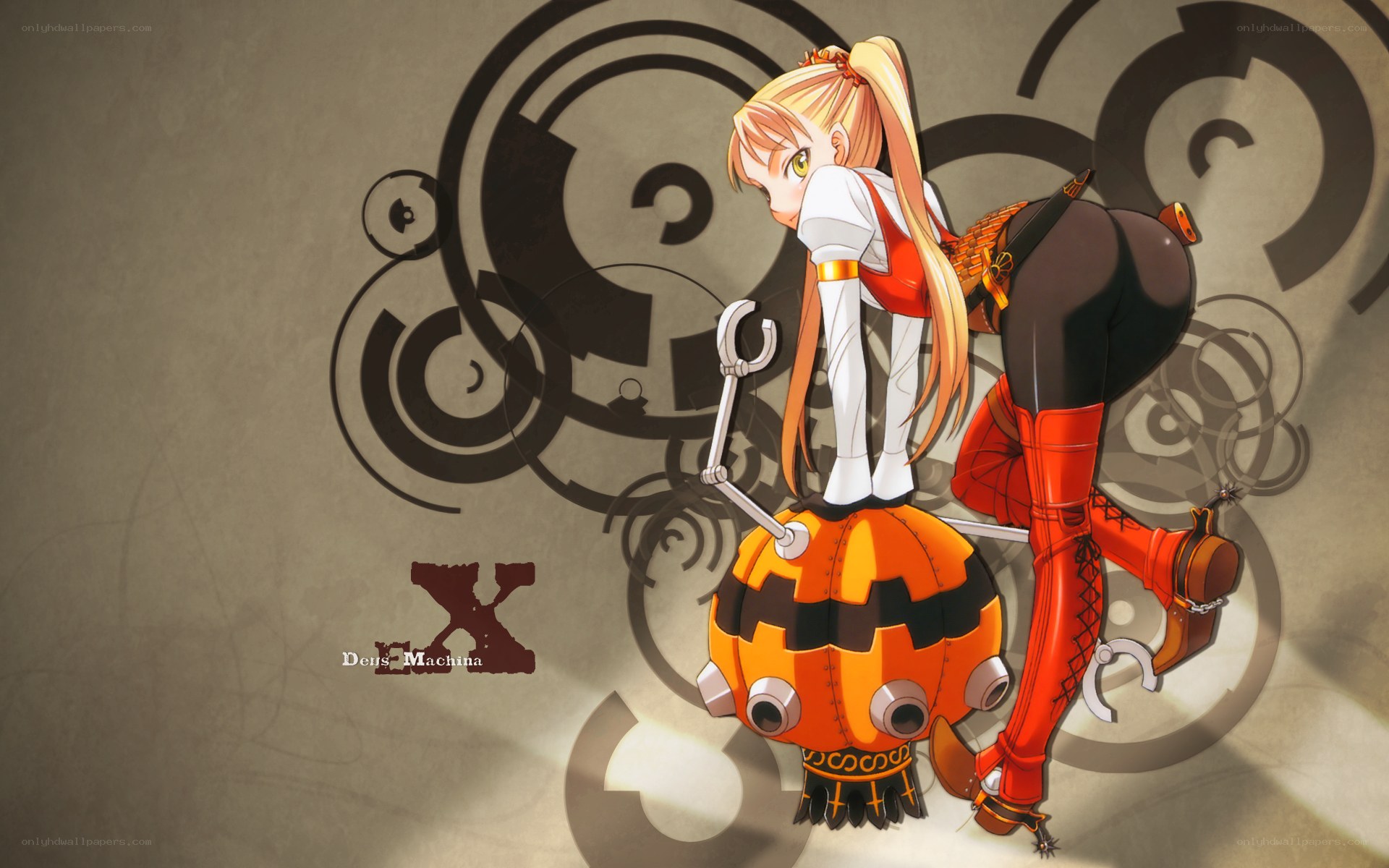 anime girl with mechanical pumpkin