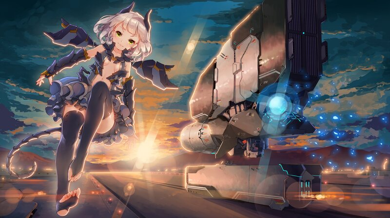 Anime Girl with Mechanical Suit — Blue