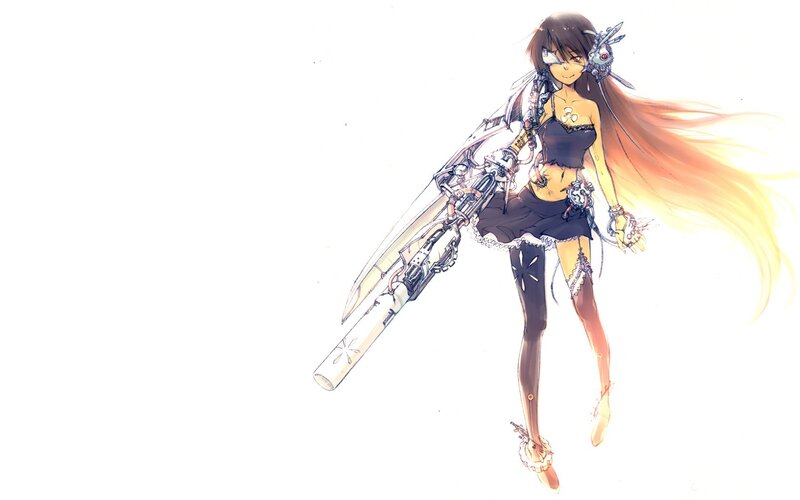 anime girl with mechanical weapon
