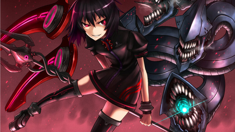 anime girl with mechanical weapons