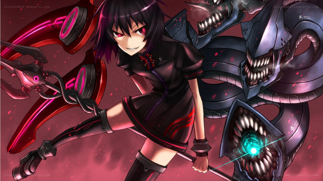 anime girl with mechanical weapons