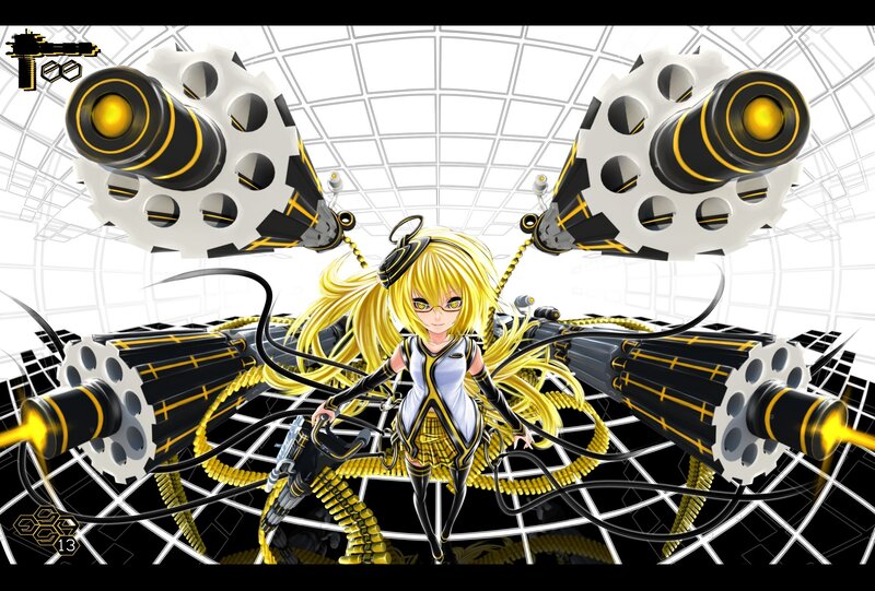 Anime girl with mechanical weapons