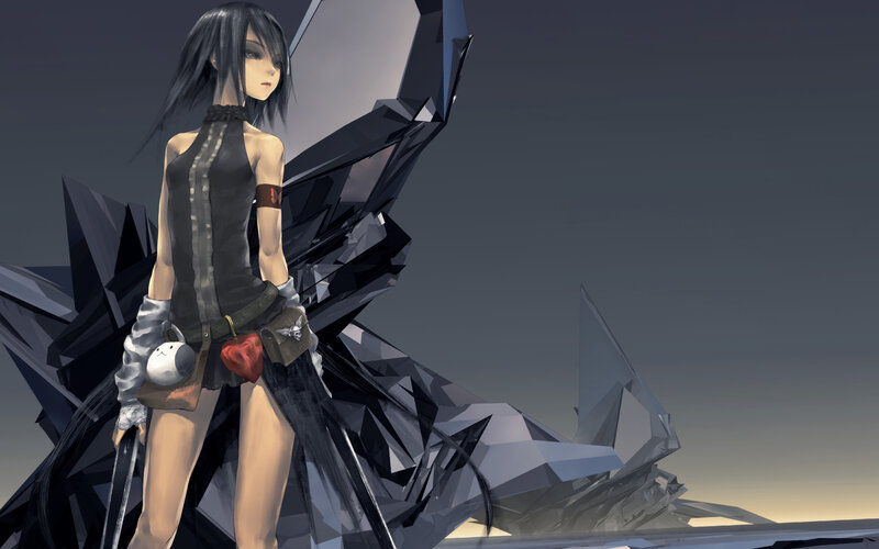 anime girl with mechanical wings