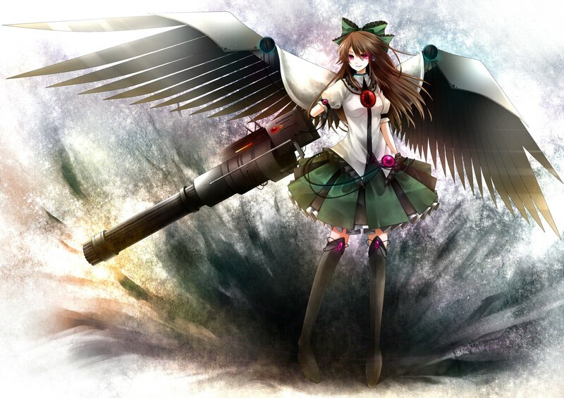 anime girl with mechanical wings