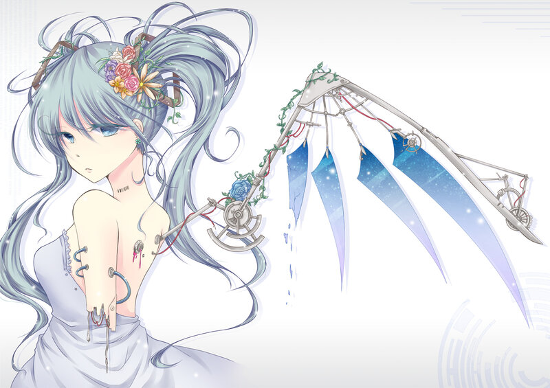 Anime girl with mechanical wings