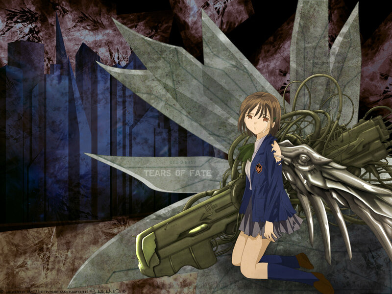 Anime girl with mechanical wings