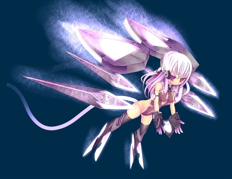 anime girl with mechanical wings
