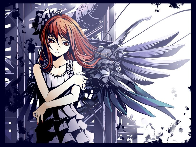 anime girl with mechanical wings