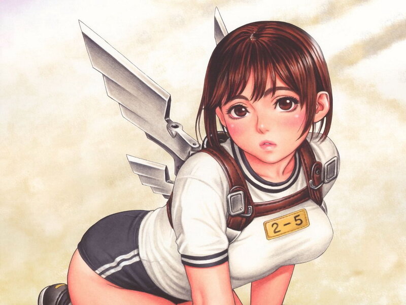 anime girl with mechanical wings